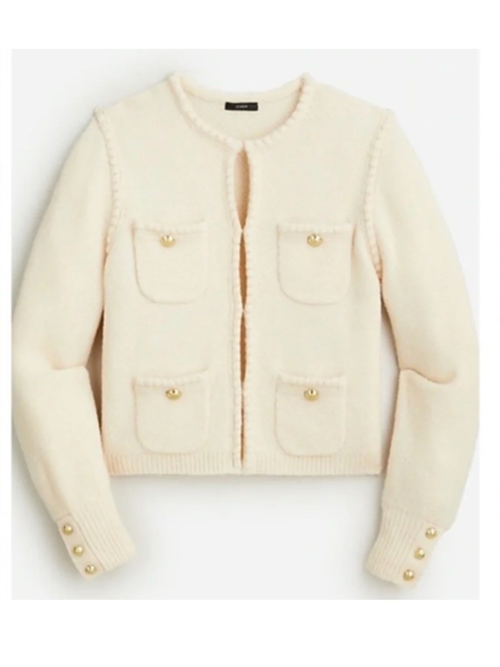 J.Crew Odette Sweater Lady Jacket Off White Merino Wool & Alpaca Blend Large